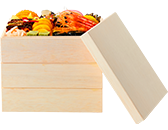 お重のサイズ　縦19.5×横19.5×高さ11.3cm（三段重）