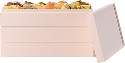 お重のサイズ　縦14.5cm×横28.5cm×19cm